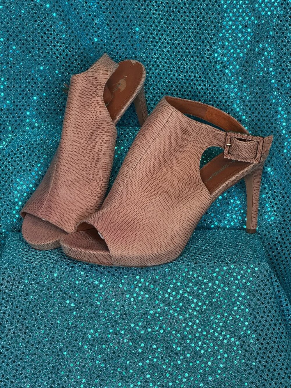 NEW VIA SPIGA LEATHER/SUEDE PEEP-TOE SANDALS WITH ANKLE STRAPS